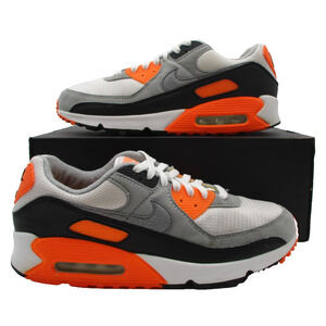 Nike Air Max 90 Mens Size 10.5 White Grey Orange Retro Sneakers CW5458-101 (1T6)